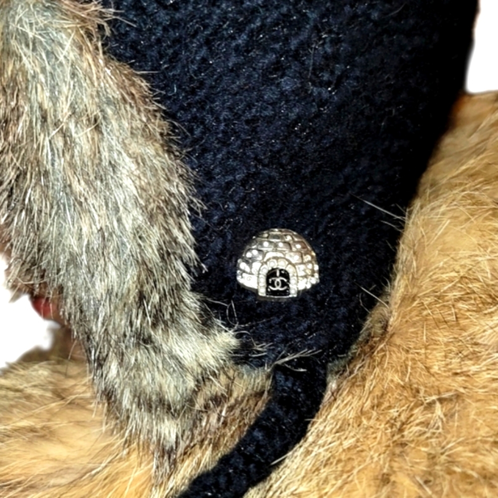 Chanel Fur Merino Wool Fabric Winter pompom Hat